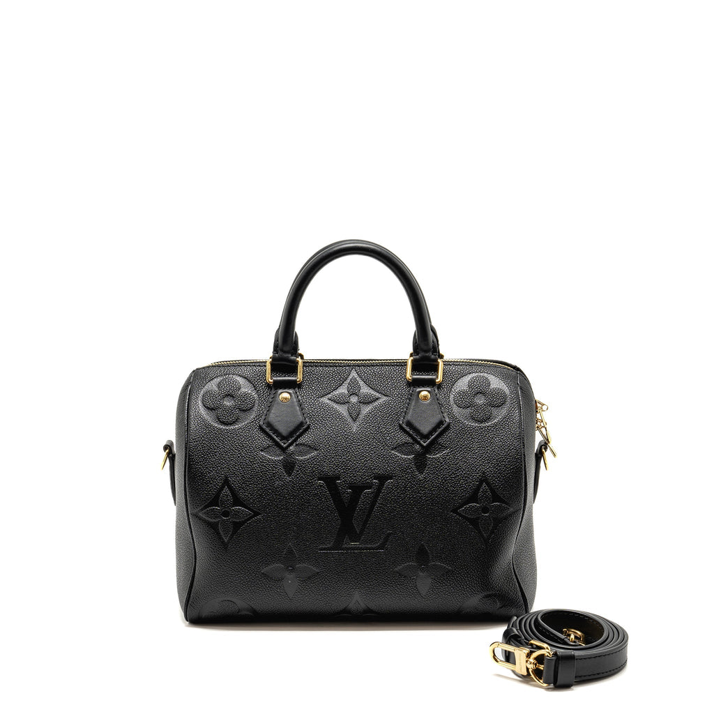 LOUIS VUITTON SPEEDY BANDOULIERE 25 MONOGRAM EMPREINTE LEATHER BLACK GHW