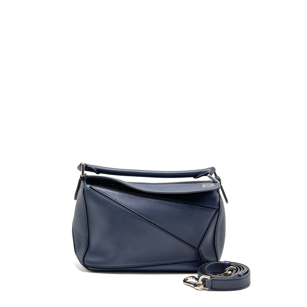 LOEWE SMALL PUZZLE BAG CALFSKIN NAVY SHW