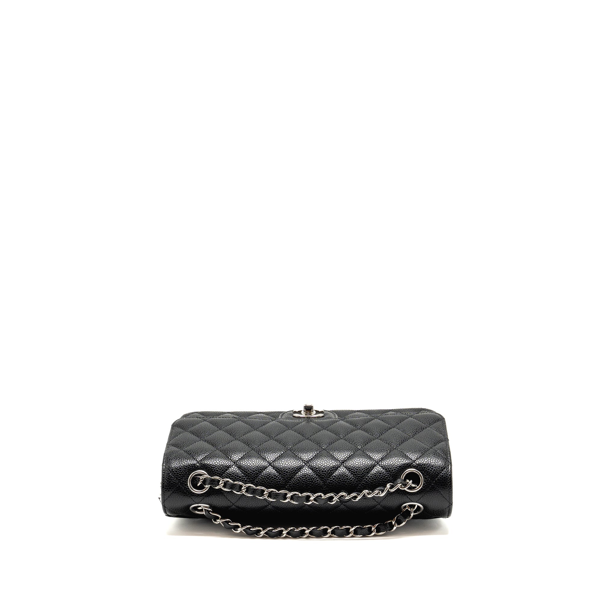 CHANEL MEDIUM CLASSIC DOUBLE FLAP BAG CAVIAR BLACK SHW (MICROCHIP)