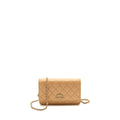 CHANEL DETAILED CC CLASSIC WALLET ON CHAIN CAVIAR BEIGE LGHW (MICROCHIP)