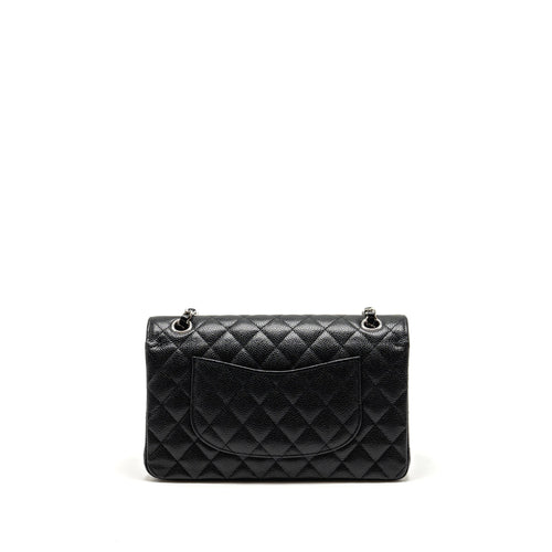 CHANEL MEDIUM CLASSIC DOUBLE FLAP BAG CAVIAR BLACK SHW (MICROCHIP)