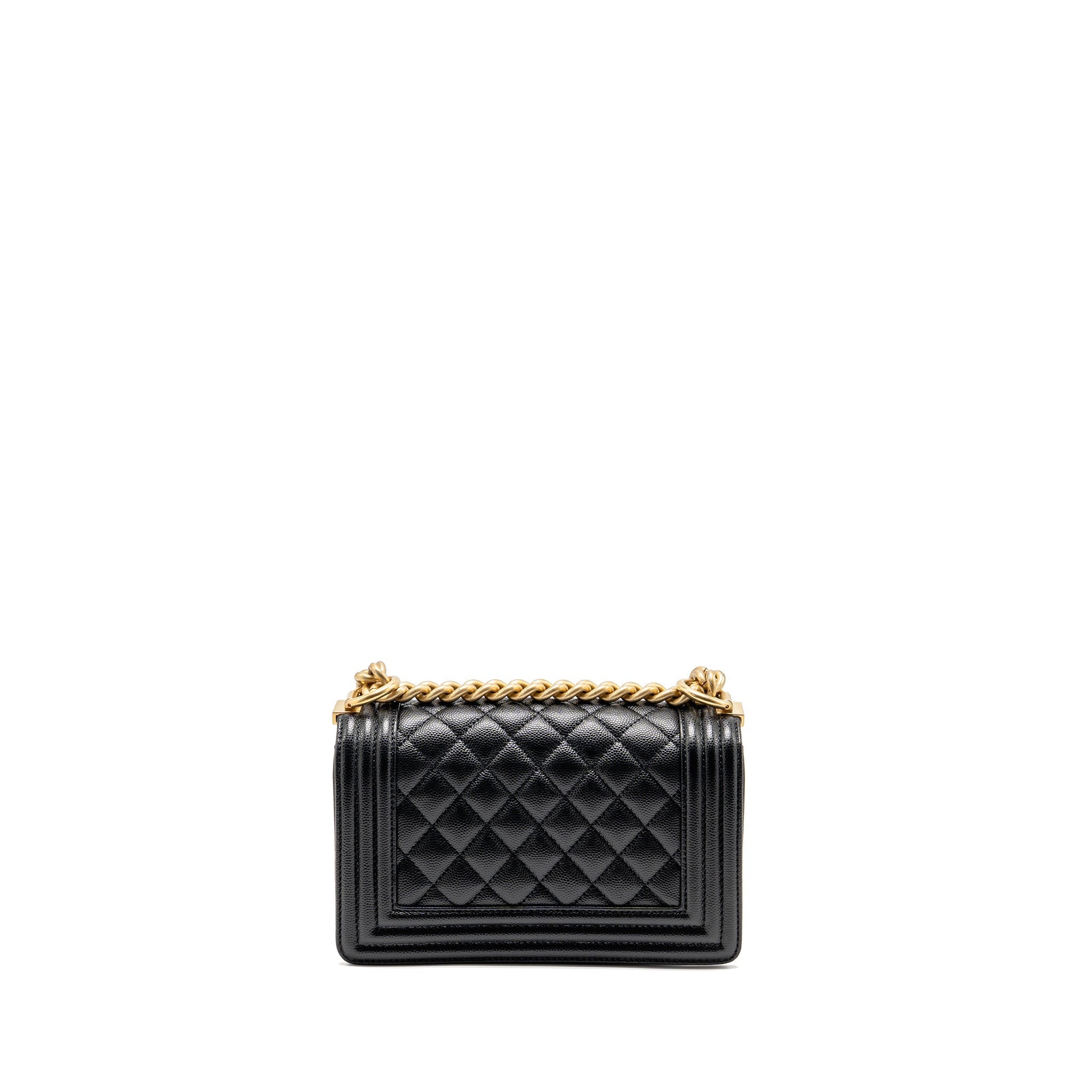 CHANEL SMALL BOY BAG CAVIAR BLACK GHW (MICROCHIP)