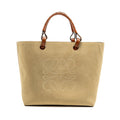 LOEWE ANAGRAM TOTE BAG SUEDE LEATHER BEIGE/BROWN