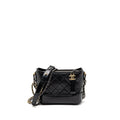 CHANEL SMALL GABRIELLE HOBO BAG AGED CALFSKIN BLACK MULTICOLOURED HARDWARE (MICROCHIP)