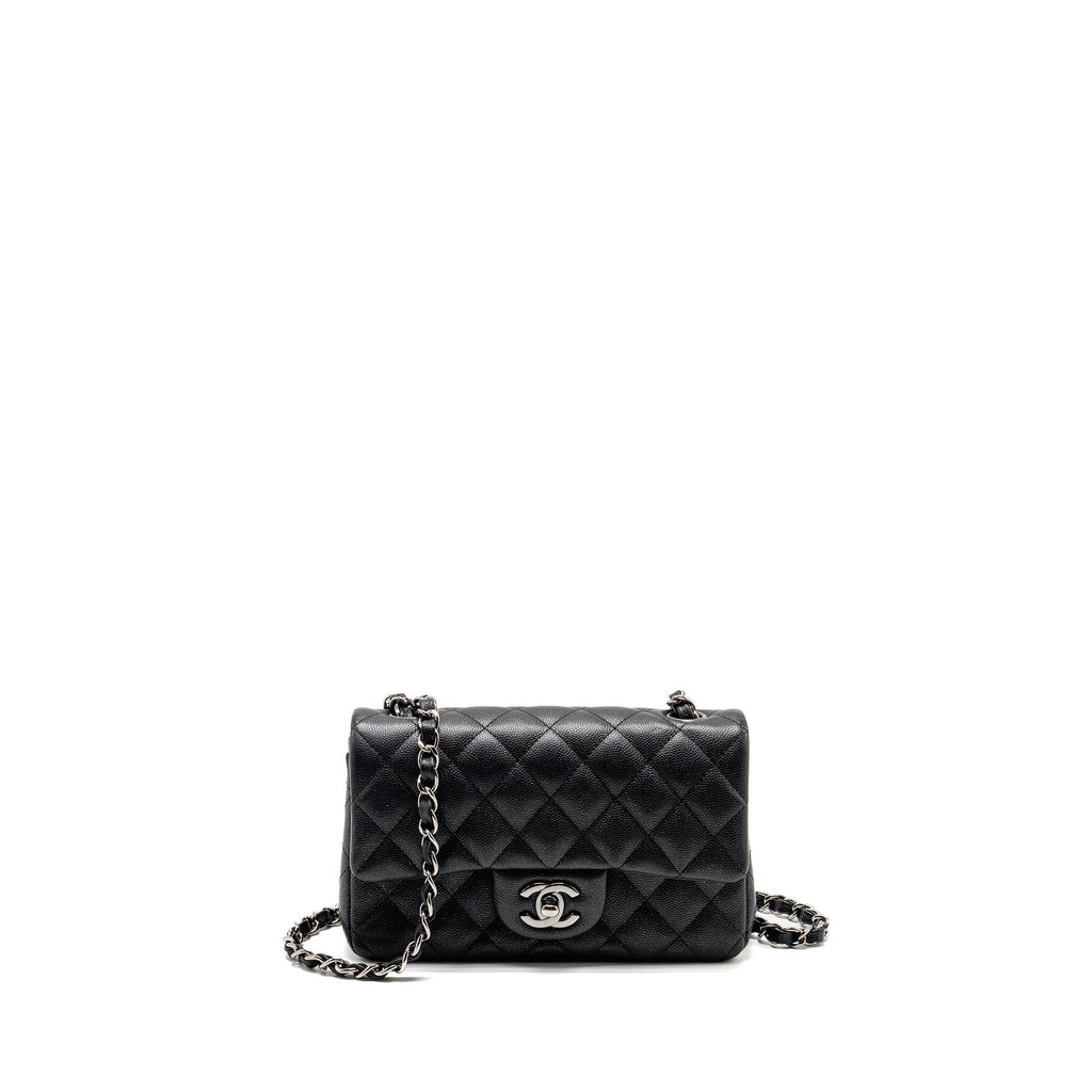 CHANEL MINI RECTANGULAR FLAP BAG CAVIAR IRIDESCENT BLACK SHW