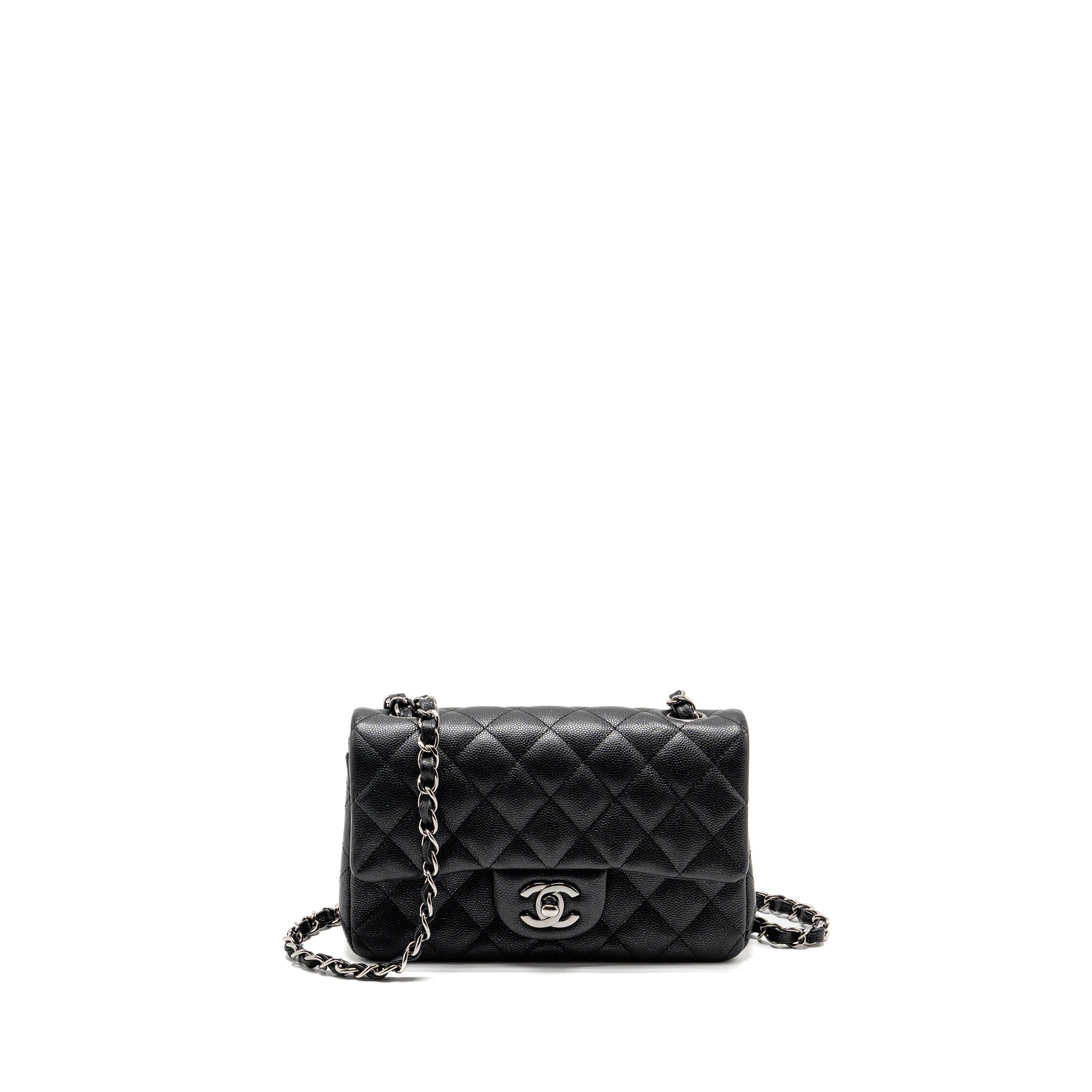CHANEL MINI RECTANGULAR FLAP BAG CAVIAR IRIDESCENT BLACK SHW