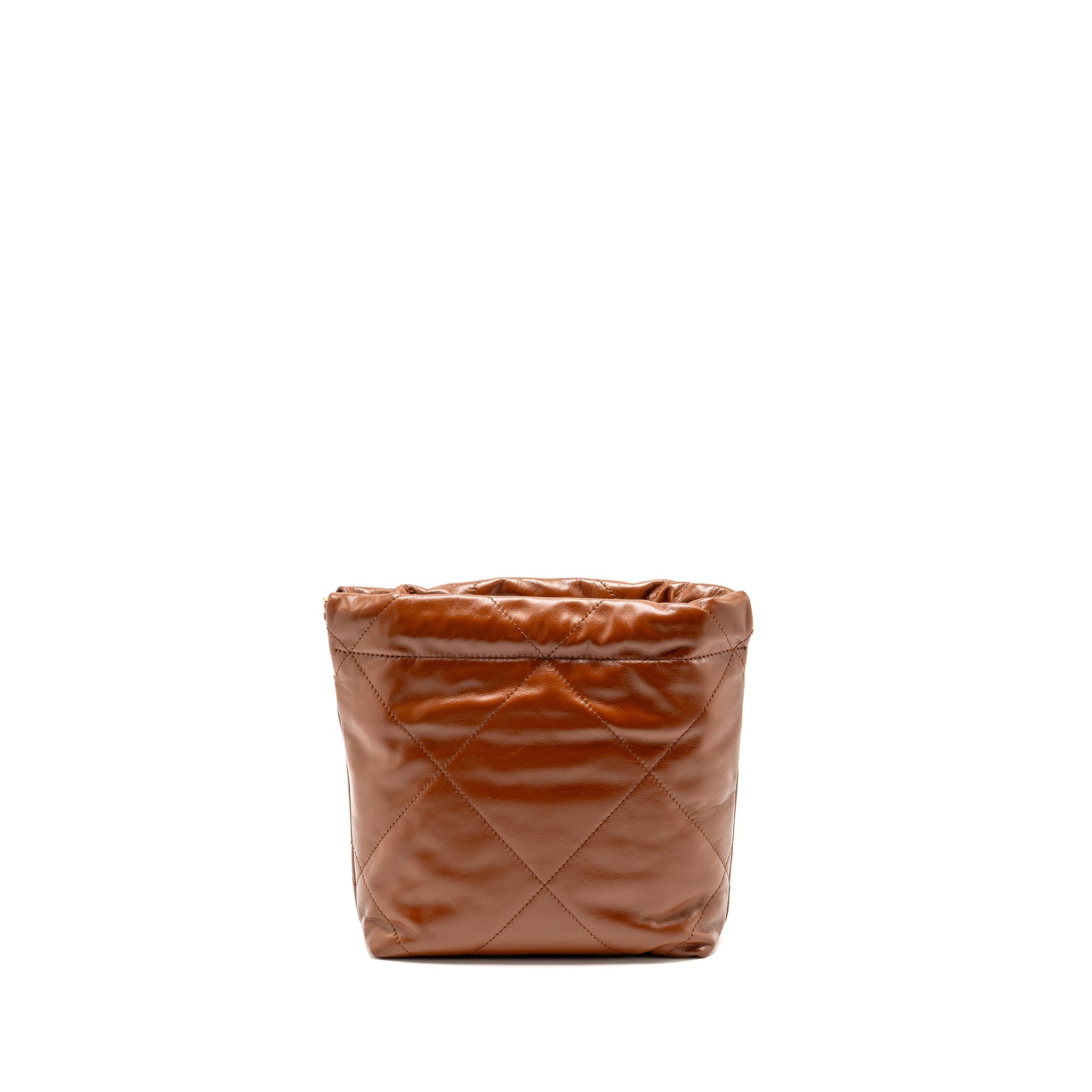 CHANEL MINI 22 BAG SHINY CALFSKIN CARAMEL GHW (MICROCHIP)