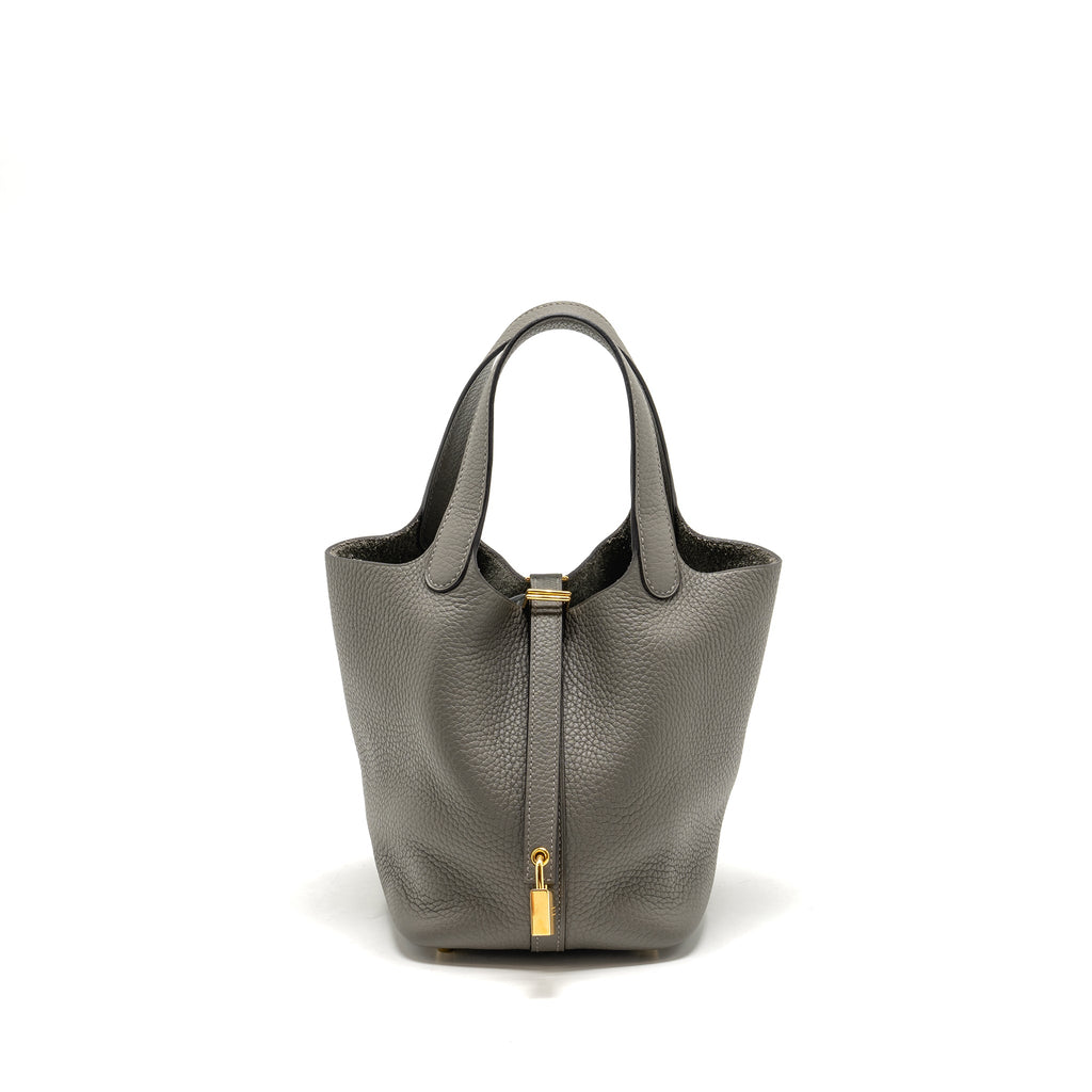 HERMES PICOTIN 18 LOCK BAG CLEMENCE GRIS MEYER GHW