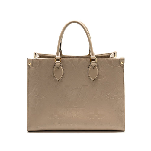 LOUIS VUITTON ONTHEGO MM MONOGRAM EMPREINETE LEATHER GREY LGHW