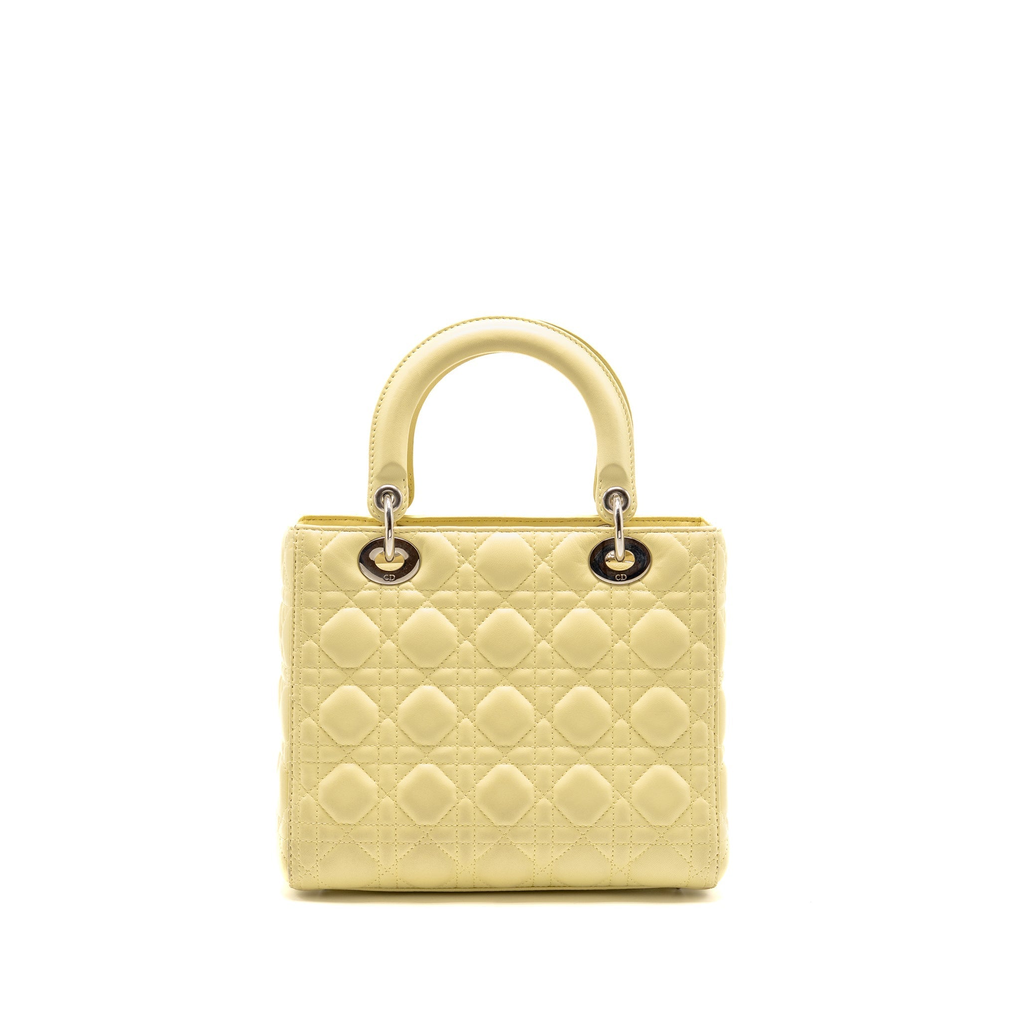 DIOR MEDIUM LADY DIOR LAMBSKIN LIGHT YELLOW SHW
