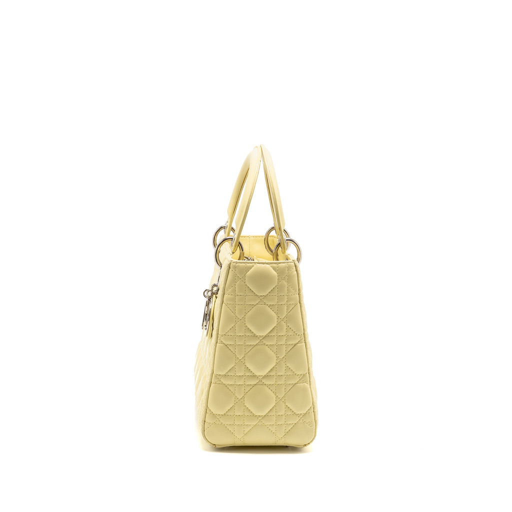 DIOR MEDIUM LADY DIOR LAMBSKIN LIGHT YELLOW SHW