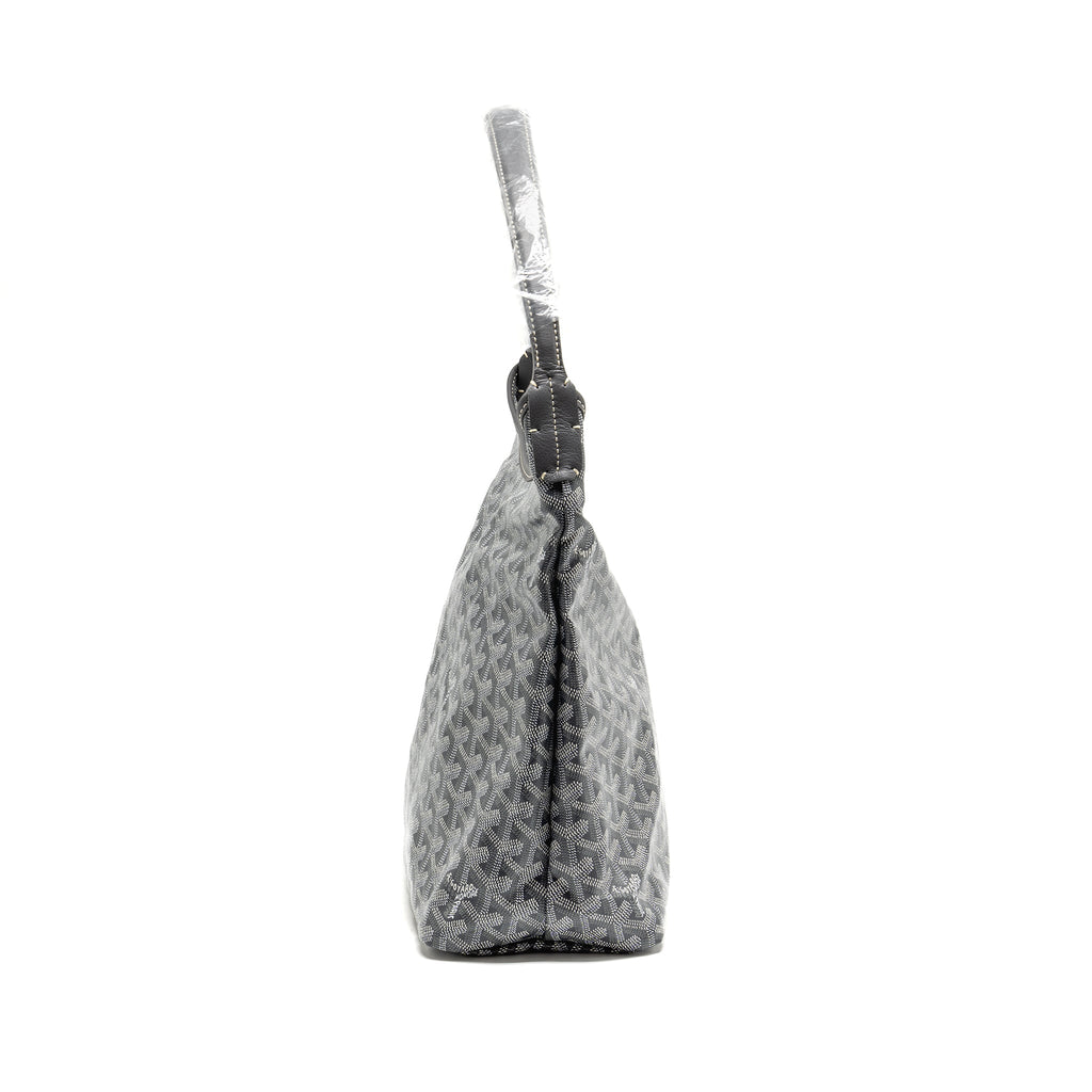 GOYARD BOHEME HOBO PM BAG GOYARDINE CANVAS/CALFSKIN GRIS SHW
