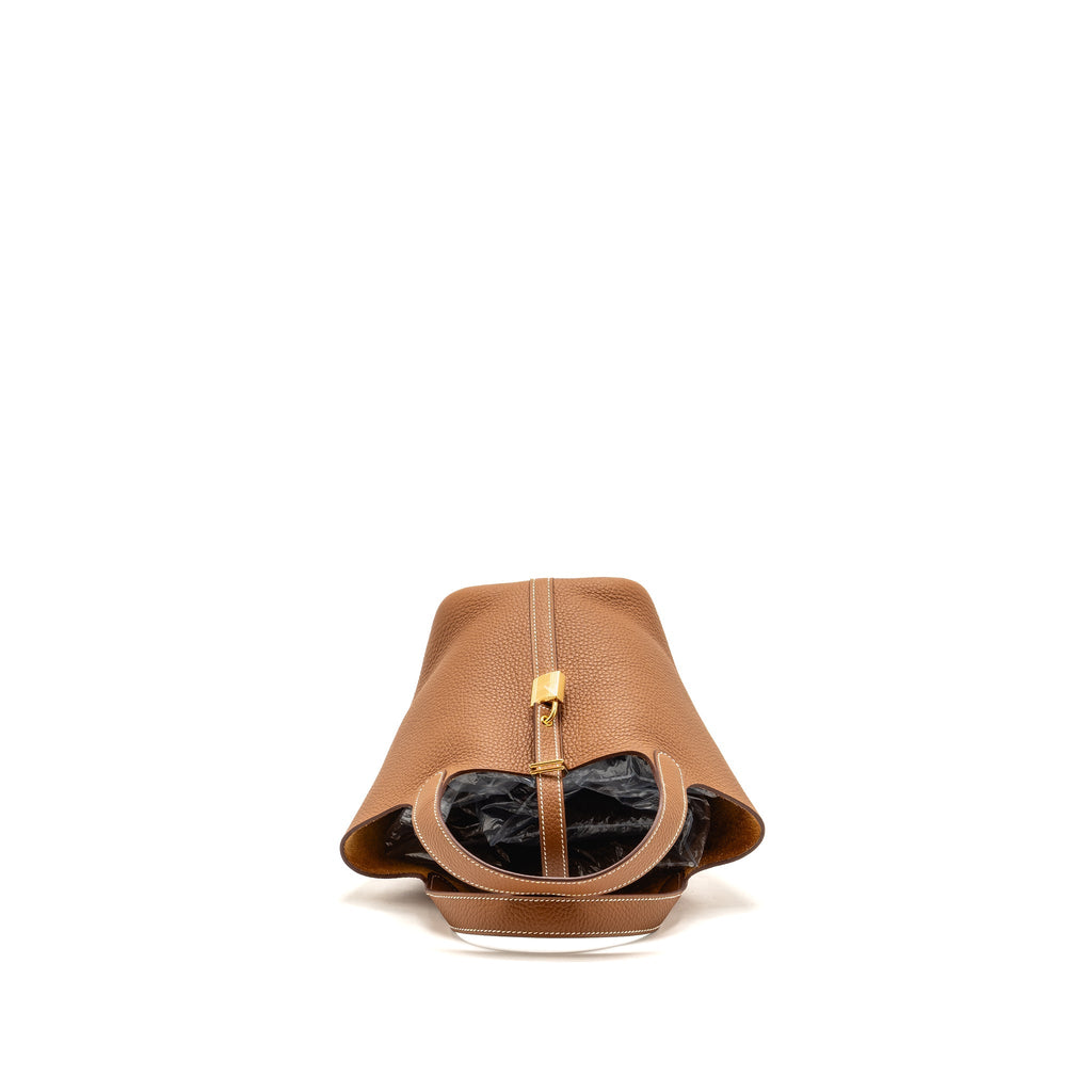 HERMES PICOTIN 18 LOCK BAG CLEMENCE CALFSKIN GOLD GHW