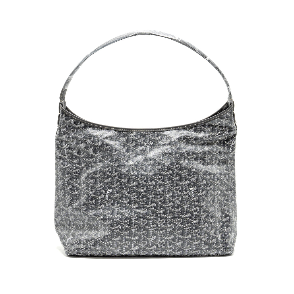 GOYARD BOHEME HOBO PM BAG GOYARDINE CANVAS/CALFSKIN GRIS SHW