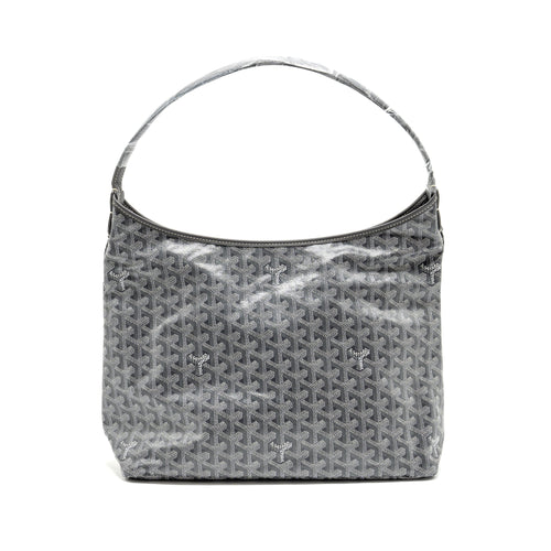 GOYARD BOHEME HOBO PM BAG GOYARDINE CANVAS/CALFSKIN GRIS SHW