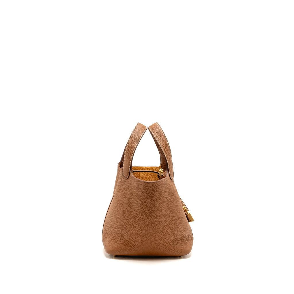 HERMES PICOTIN 18 LOCK BAG CLEMENCE CALFSKIN GOLD GHW