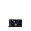 CHANEL SMALL CLASSIC DOUBLE FLAP BAG CAVIAR NAVY GHW (MICROCHIP)