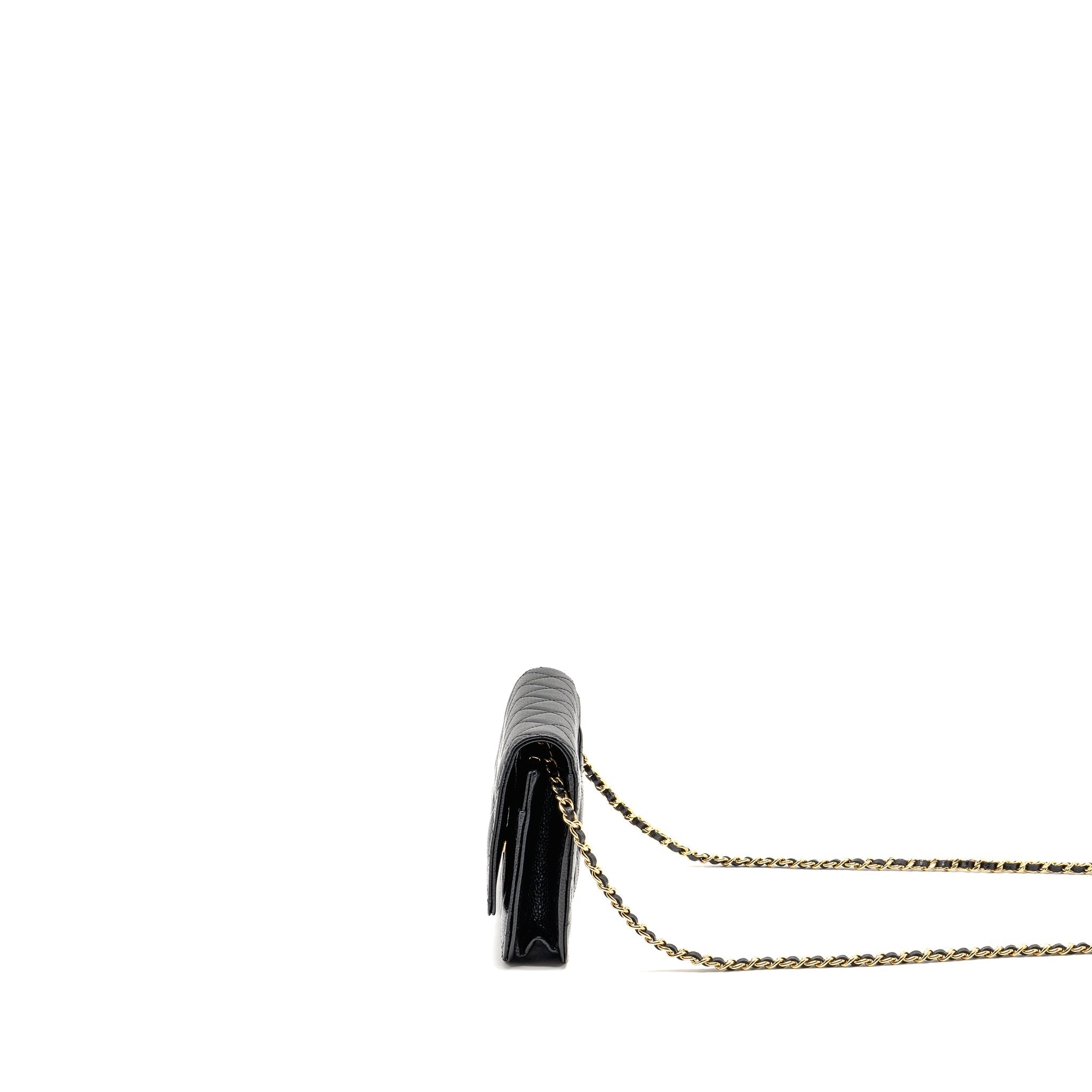 CHANEL CLASSIC WALLET ON CHAIN CAVIAR BLACK GHW (MICROCHIP)
