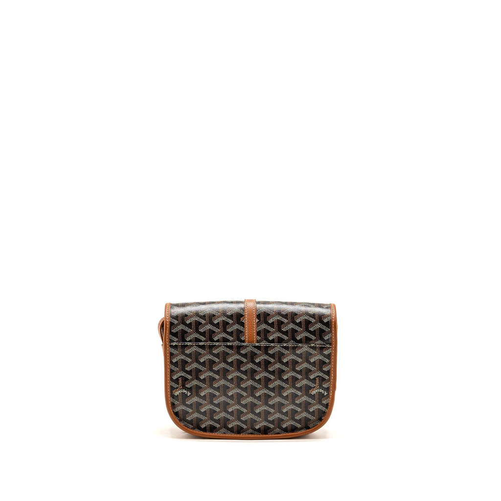 GOYARD BELVEDERE PM MESSENGER BAG GOYARDINE CANVAS/CALFSKIN TAN SHW