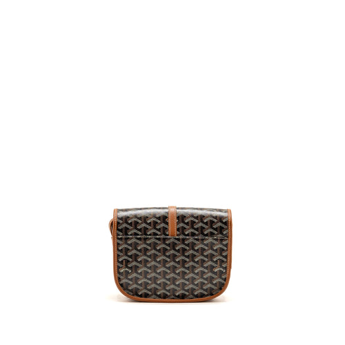 GOYARD BELVEDERE PM MESSENGER BAG GOYARDINE CANVAS/CALFSKIN TAN SHW