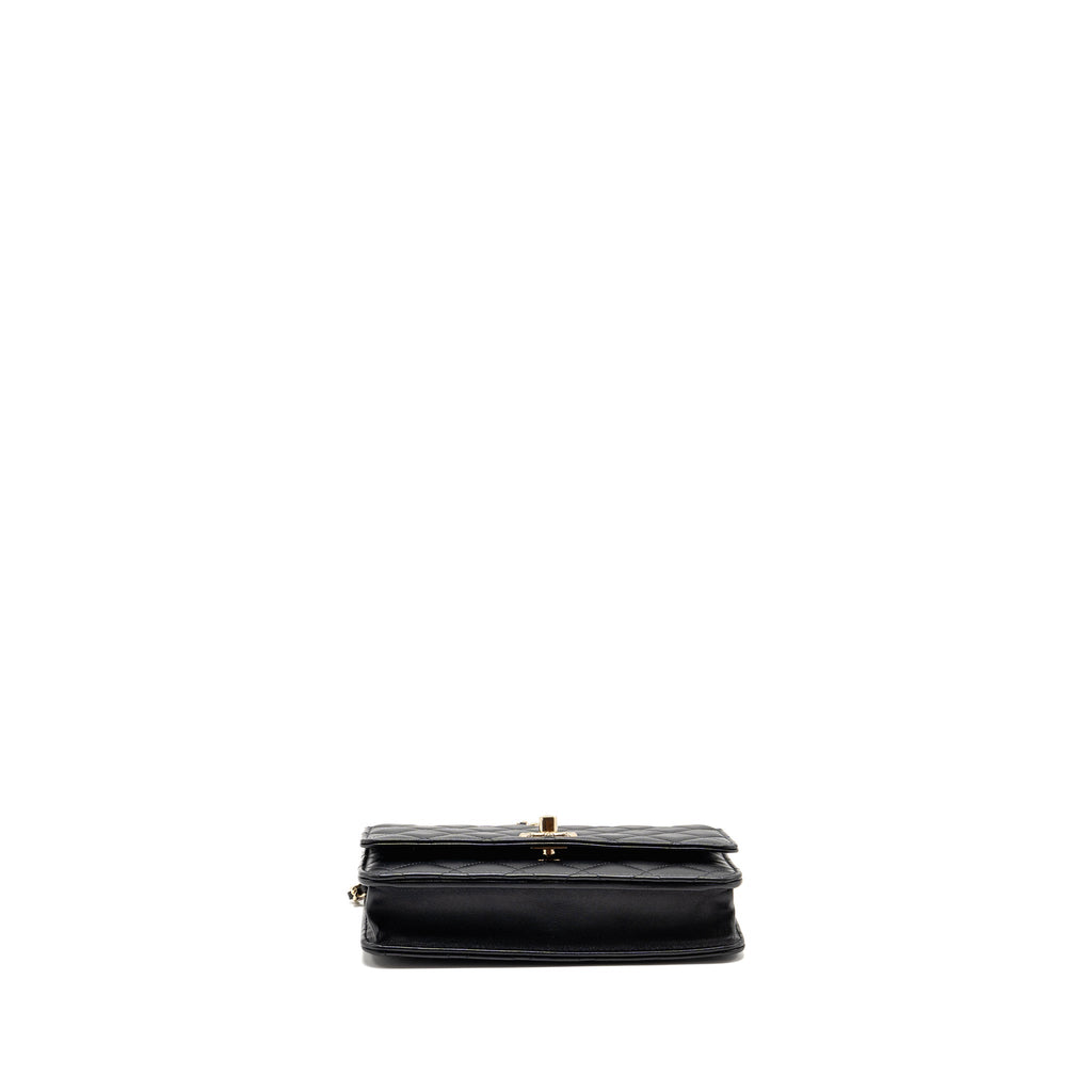 CHANEL TRENDY CC WALLET ON CHAIN LAMBSKIN BLACK LGHW (MICROCHIP)