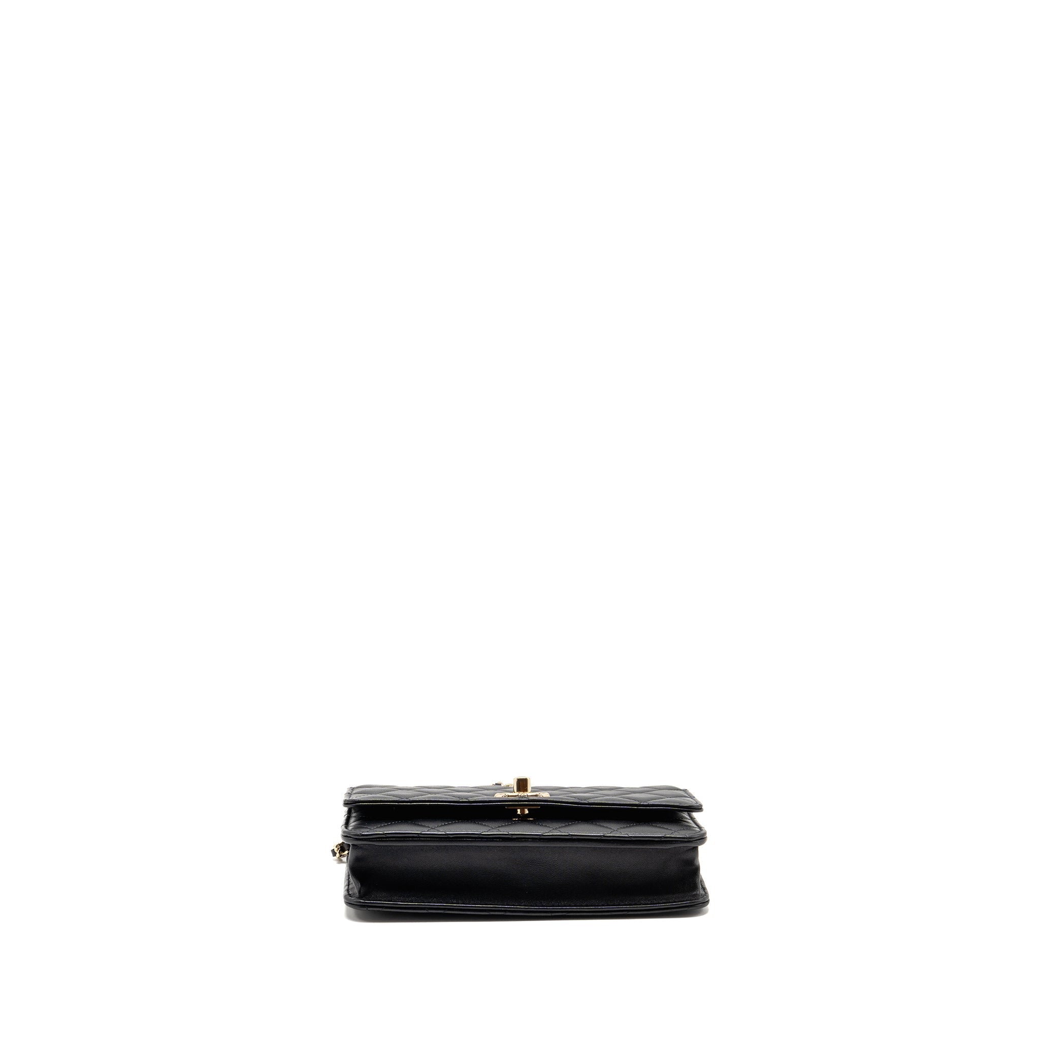CHANEL TRENDY CC WALLET ON CHAIN LAMBSKIN BLACK LGHW (MICROCHIP)