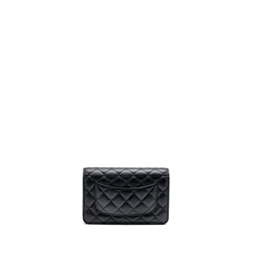CHANEL 23B WALLET ON CHAIN WITH ADJUSTABLE CHAIN CAVIAR BLACK GHW (MICROCHIP)