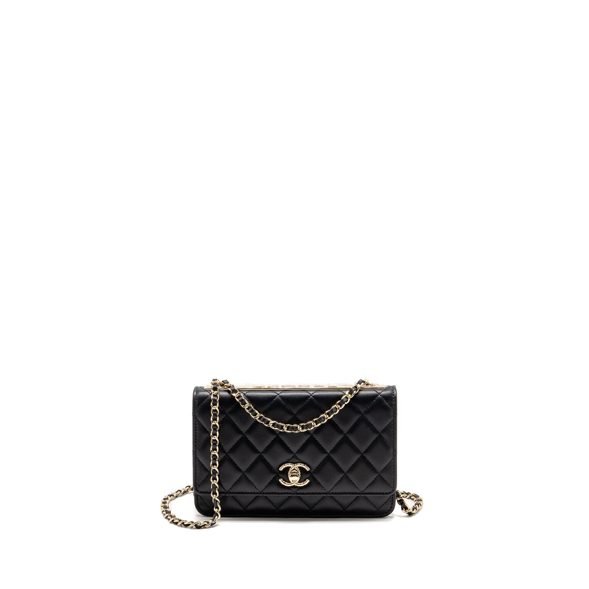 CHANEL TRENDY CC WALLET ON CHAIN LAMBSKIN BLACK LGHW (MICROCHIP)