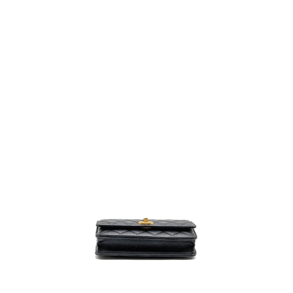 CHANEL 23B WALLET ON CHAIN WITH ADJUSTABLE CHAIN CAVIAR BLACK GHW (MICROCHIP)