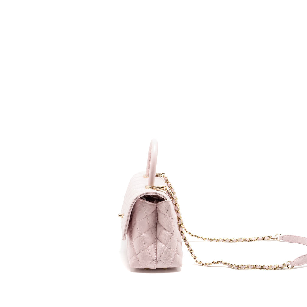 CHANEL SMALL COCO HANDLE CAVIAR LIGHT PINK LGHW (MICROCHIP)