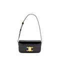 CELINE TRIOMPHE SHOULDER BAG SHINY CALFSKIN BLACK GHW
