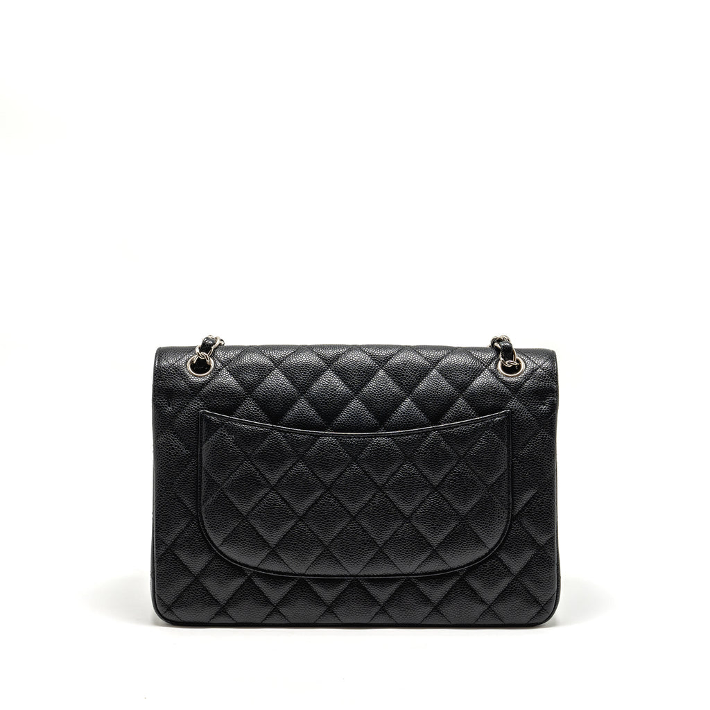 CHANEL JUMBO CLASSIC DOUBLE FLAP BAG CAVIAR BLACK SHW