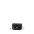 CHANEL QUILTED FLAP BAG WITH PEARL CHAIN LAMBSKIN BLACK LGHW