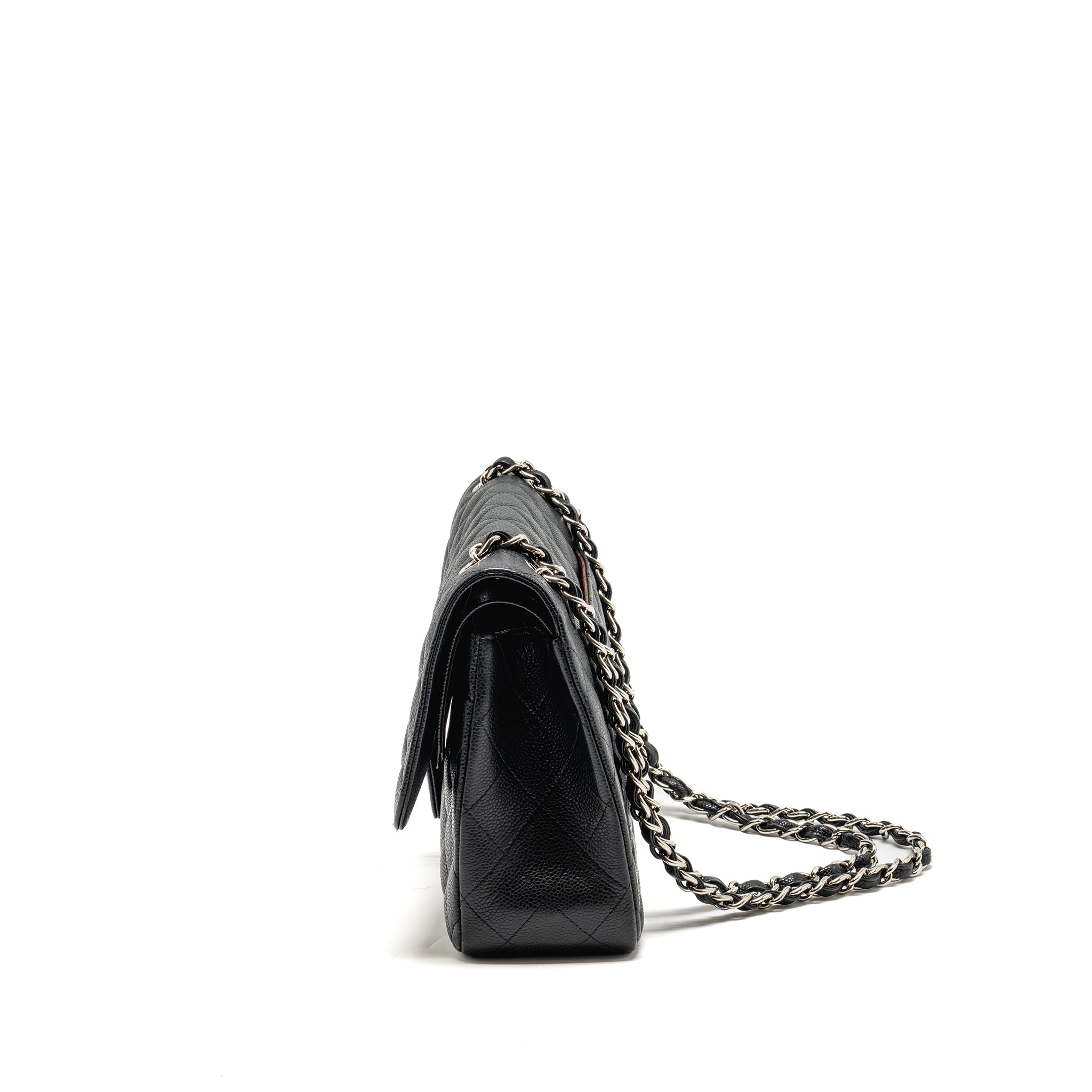 CHANEL JUMBO CLASSIC DOUBLE FLAP BAG CAVIAR BLACK SHW
