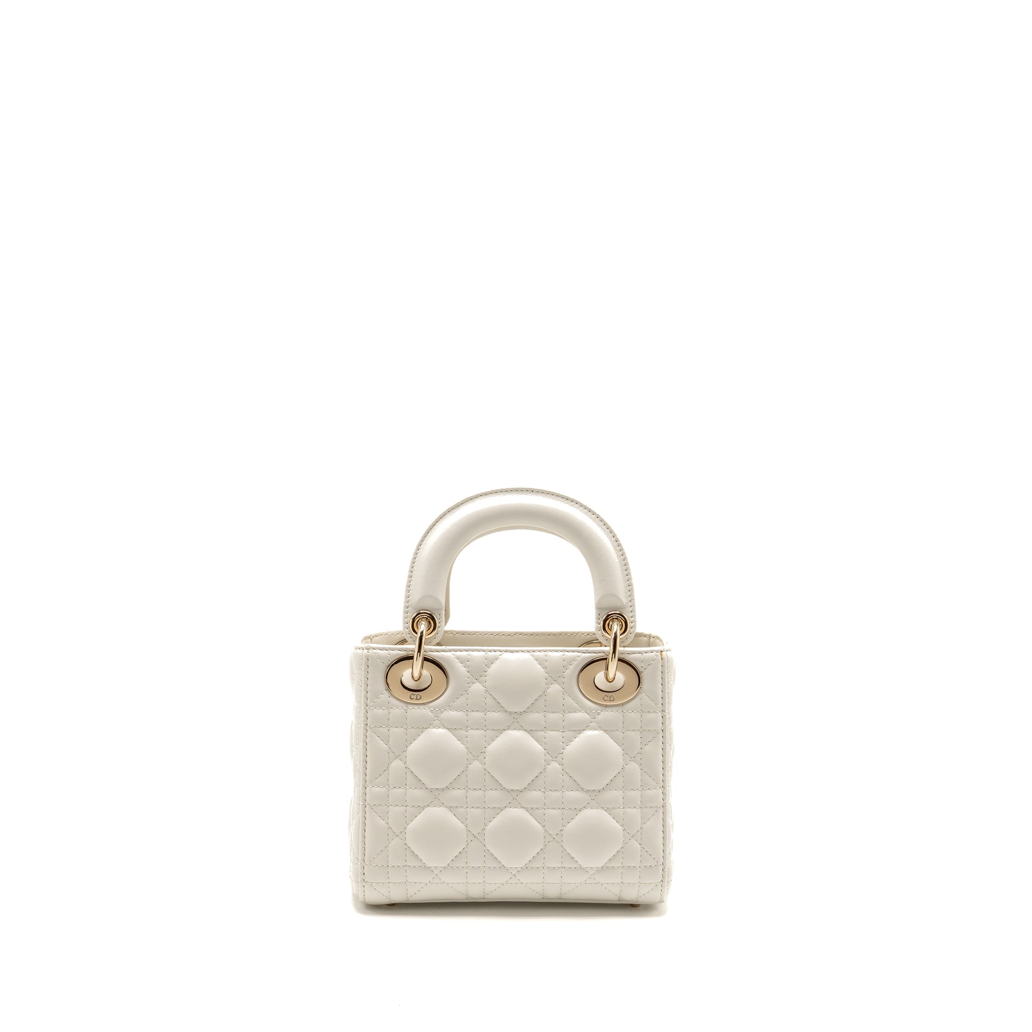 DIOR MINI LADY DIOR LAMBSKIN WHITE LGHW