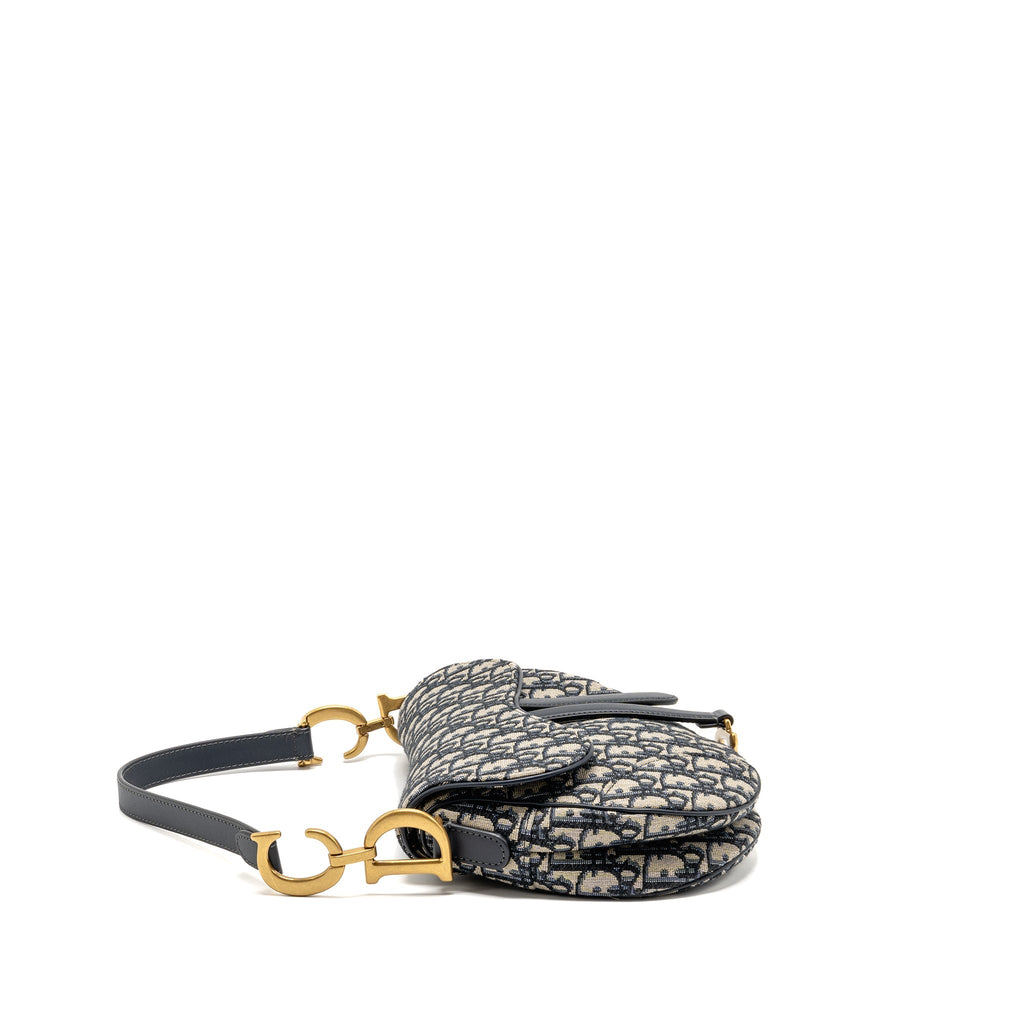 DIOR MEDIUM SADDLE BAG BLUE OBLIQUE CANVAS GHW
