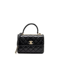 CHANEL TOP HANDLE TRENDY CC FLAP BAG LAMBSKIN BLACK LGHW