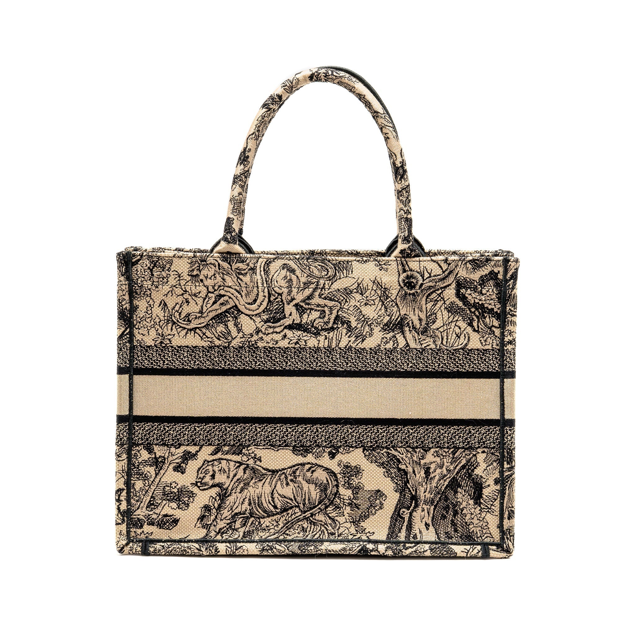 DIOR MEDIUM DIOR BOOK TOTE TOILE DE JOUY REVERSE EMBROIDERY CANVAS BEIGE