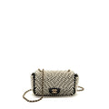 CHANEL 19S PEARL FLAP MINI RECTANGULAR FLAP BAG SATIN/ LAMBSKIN BLACK LGHW