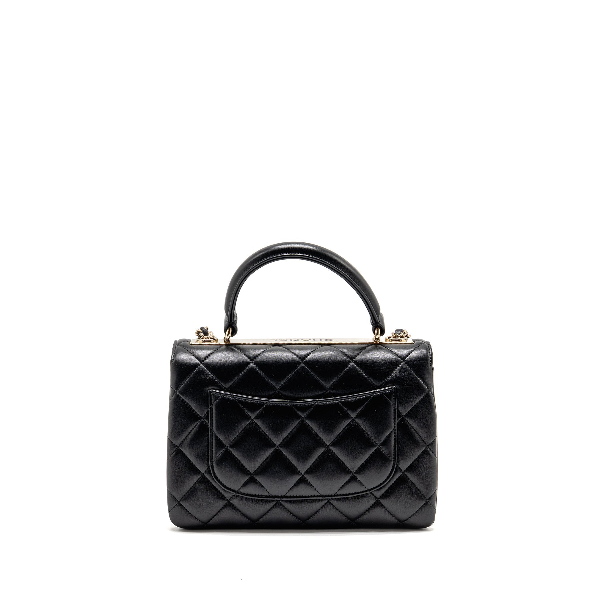 CHANEL TOP HANDLE TRENDY CC FLAP BAG LAMBSKIN BLACK LGHW