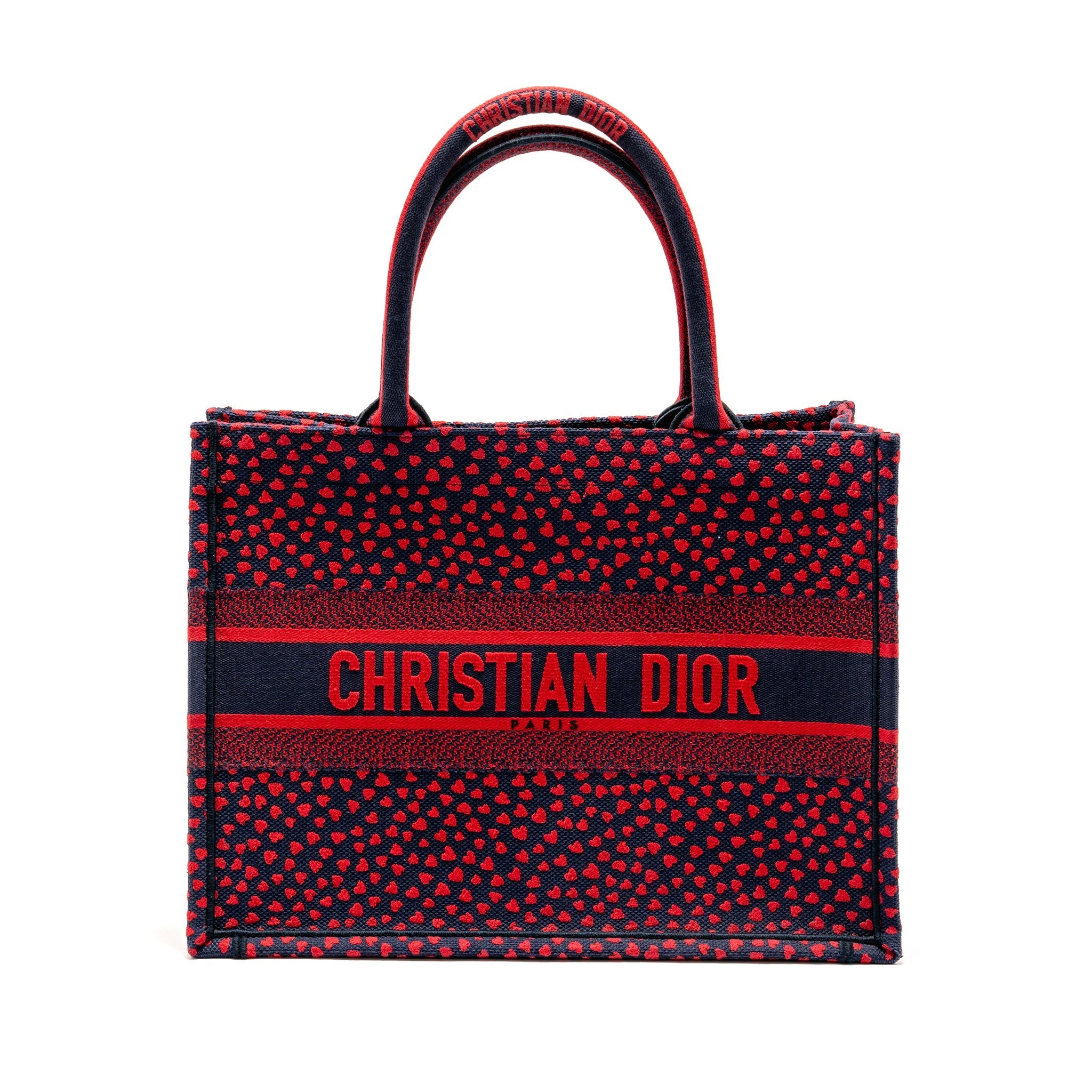 DIOR MEDIUM DIOR BOOK TOTE I LOVE PARIS CANVAS RED / NAVY