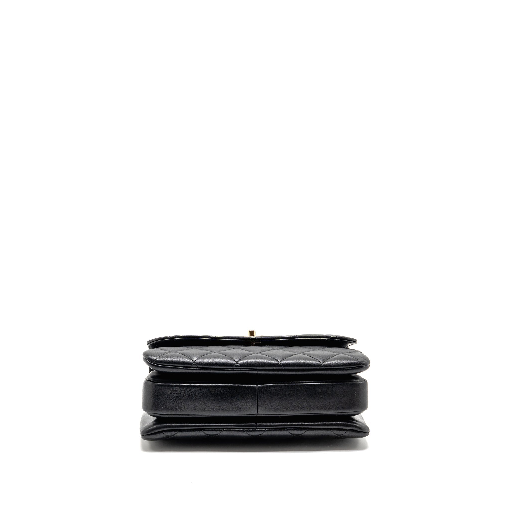 CHANEL TOP HANDLE TRENDY CC FLAP BAG LAMBSKIN BLACK LGHW