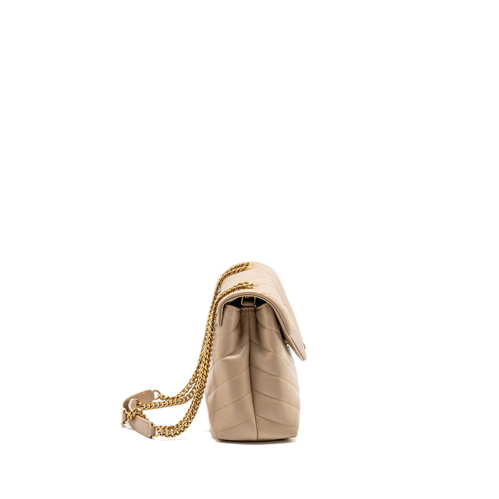 SAINT LAURENT / YSL SMALL LOU LOU SHOULDER BAG CALFSKIN BEIGE GHW