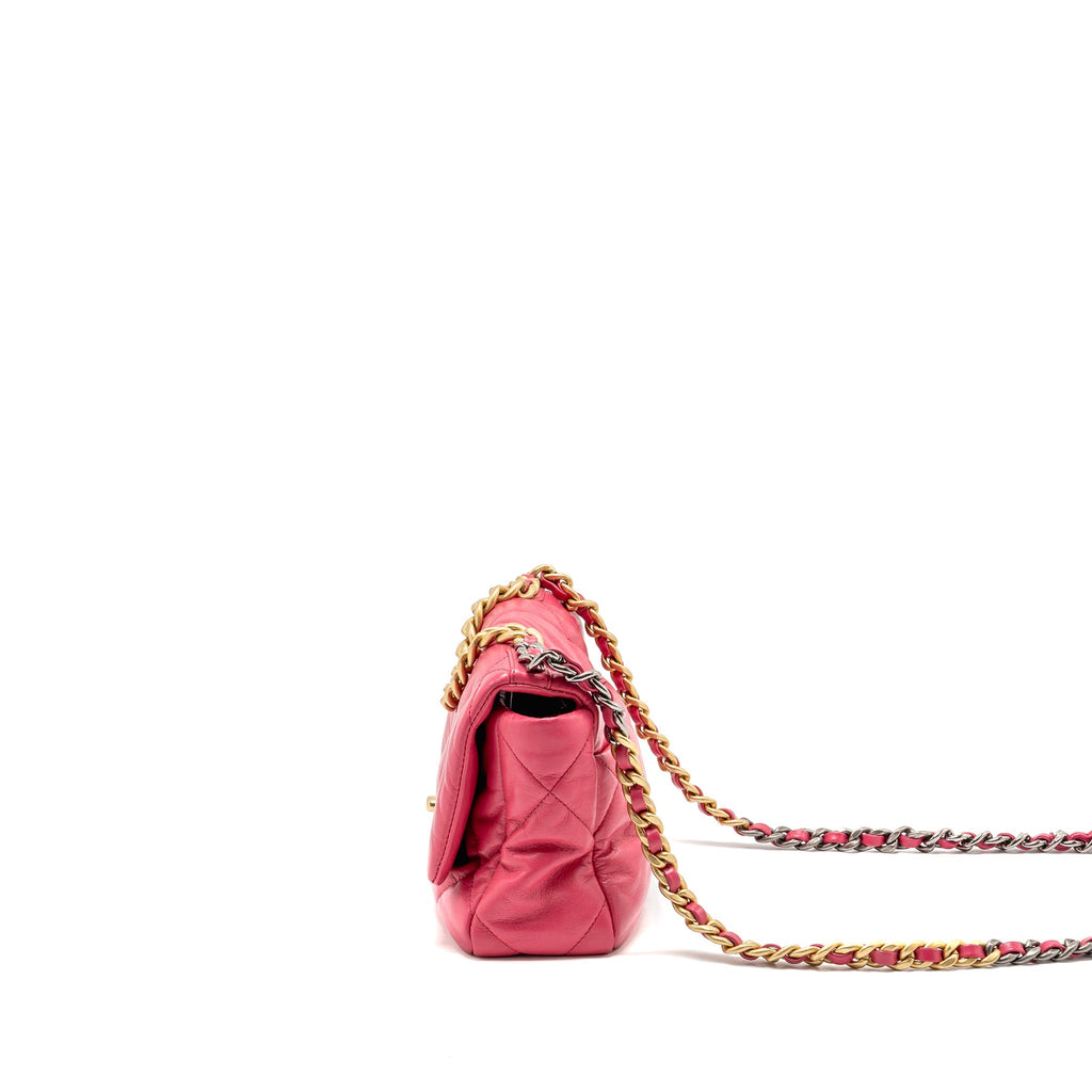 CHANEL SMALL 19 BAG LAMBSKIN PINK MULTICOLOUR HARDWARE