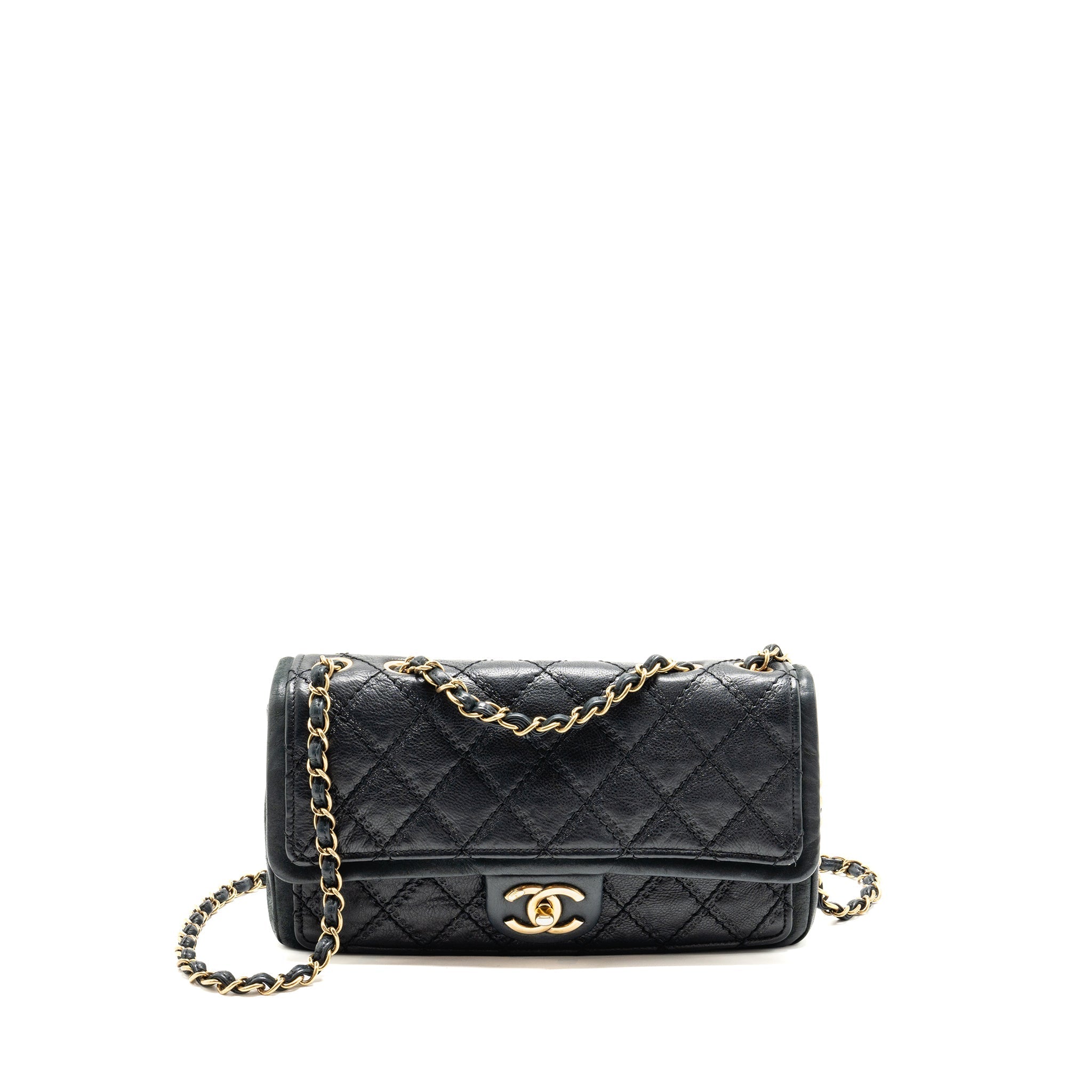CHANEL QUILTED FLAP BAG CALFSKIN DARK BLUE GHW