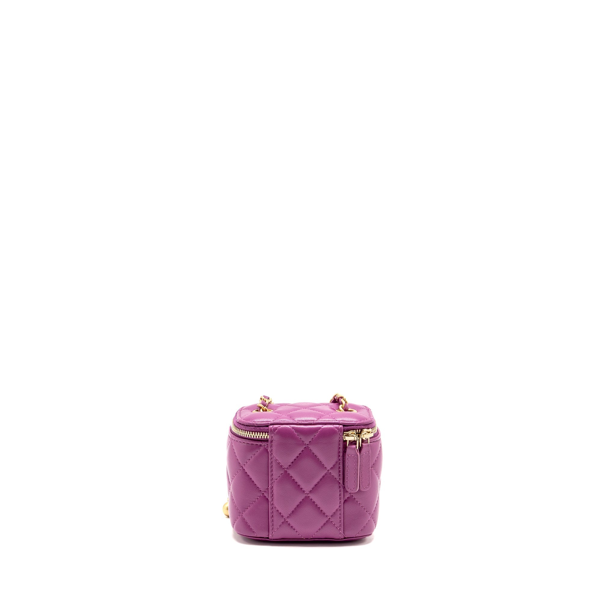 CHANEL PEARL CRUSH MINI VANITY WITH CHAIN LAMBSKIN PURPLE GHW
