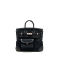 HERMES BIRKIN 25 CARGO TOILE GOELAND/SWIFT BLACK SHW
