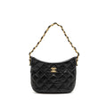 CHANEL 22K HOBO SHOULDER BAG LAMBSKIN BLACK GHW