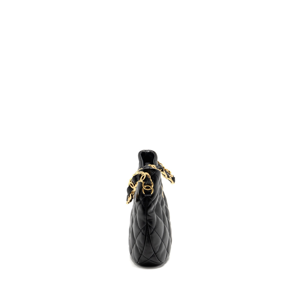 CHANEL 22K HOBO SHOULDER BAG LAMBSKIN BLACK GHW