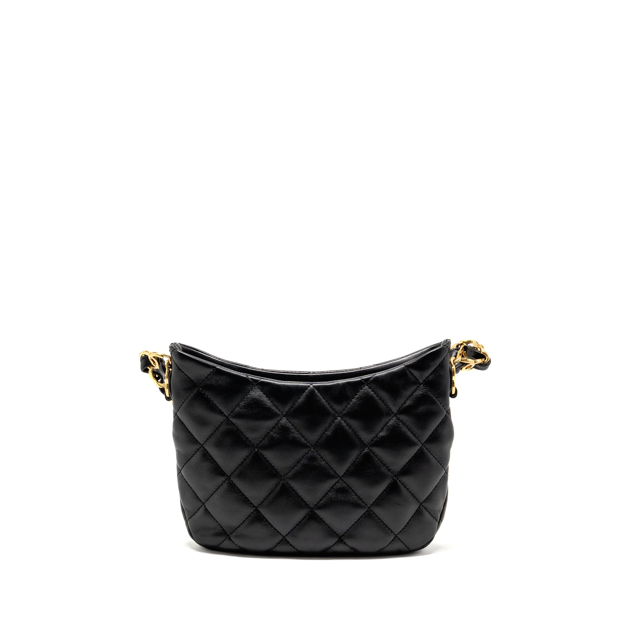 CHANEL 22K HOBO SHOULDER BAG LAMBSKIN BLACK GHW